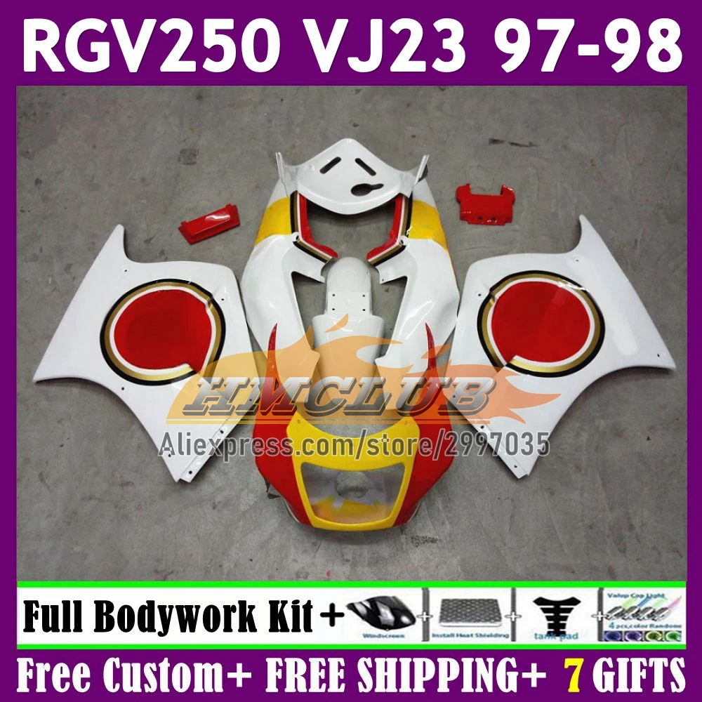 Bodys For SUZUKI RGV250 SAPC VJ23 VJ 23 Bodywork 60No.159 luckuy white RGVT250 RGV-250 RGVT-250 1997 1998 RGV 250 97 98 Fairing