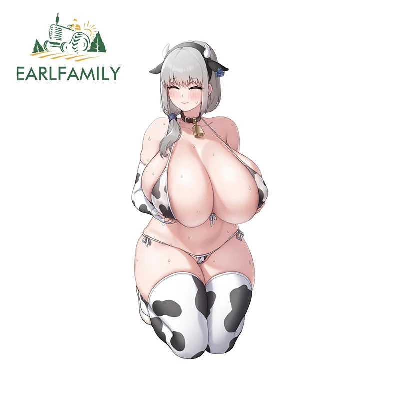 EARLFAMILY 13cm x 5.6cm Cowgirls Original Waifu Decal Hentai Huge Breasts Bikini NSFW Sunscreen Car Stickers Amusing Graphics