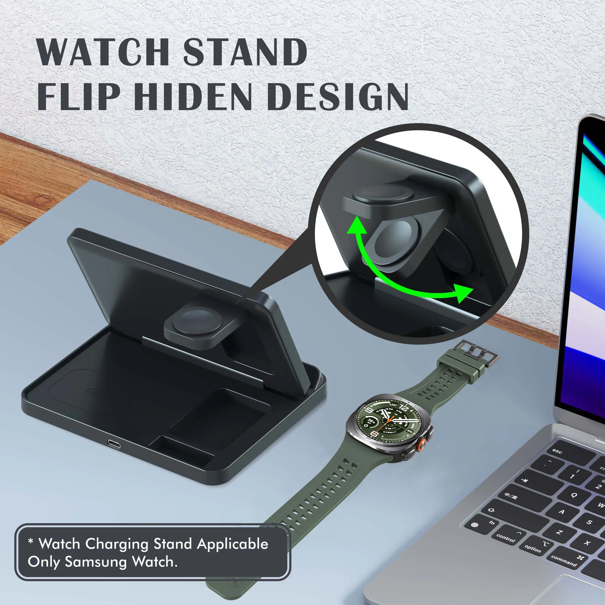 Foldable 3 in 1 Wireless Charger for Samsung Z Flip/Z Fold 8 Ultra/7/6/5/ Galaxy Watch 9/8/7/6 Buds4/3 Pro Fast Charging Station