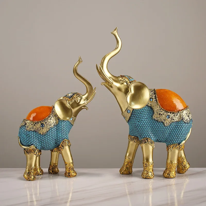 

European Elephant Statue Resin Living Room Decor Light Luxury TV Cabinet Study Room Hotel Home Entrance Decoration Ornaments