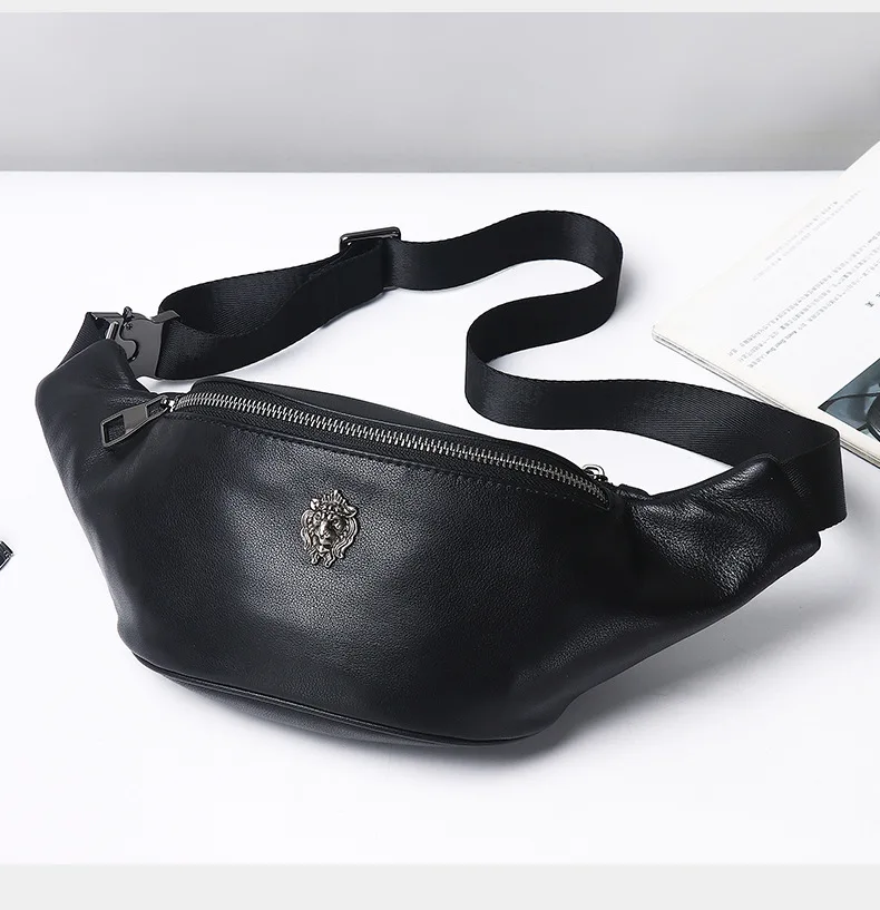 

Высококачественная мужская нагрудная сумка из натуральной кожи, многофункциональная поясная сумка большой вместимости, дорожная облегающая сумка