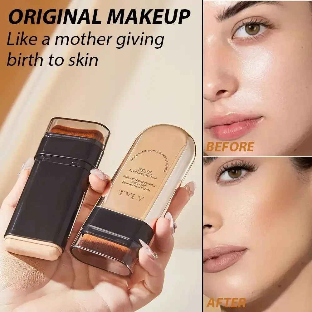 TVLV Face Foundation Contour Stick - Silky Texture Full Coverage Waterproof Long-Lasting Concealer Cream Makeup for Brightening