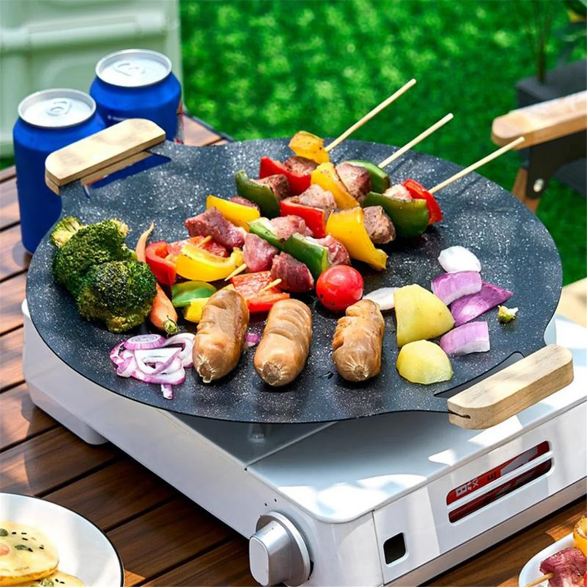 Outdoor Camping Grill Pan, Korean Barbecue Pot, Portable Cooking Frying Pan, Meat Pot Grill Pan, Picnic Grill Pan