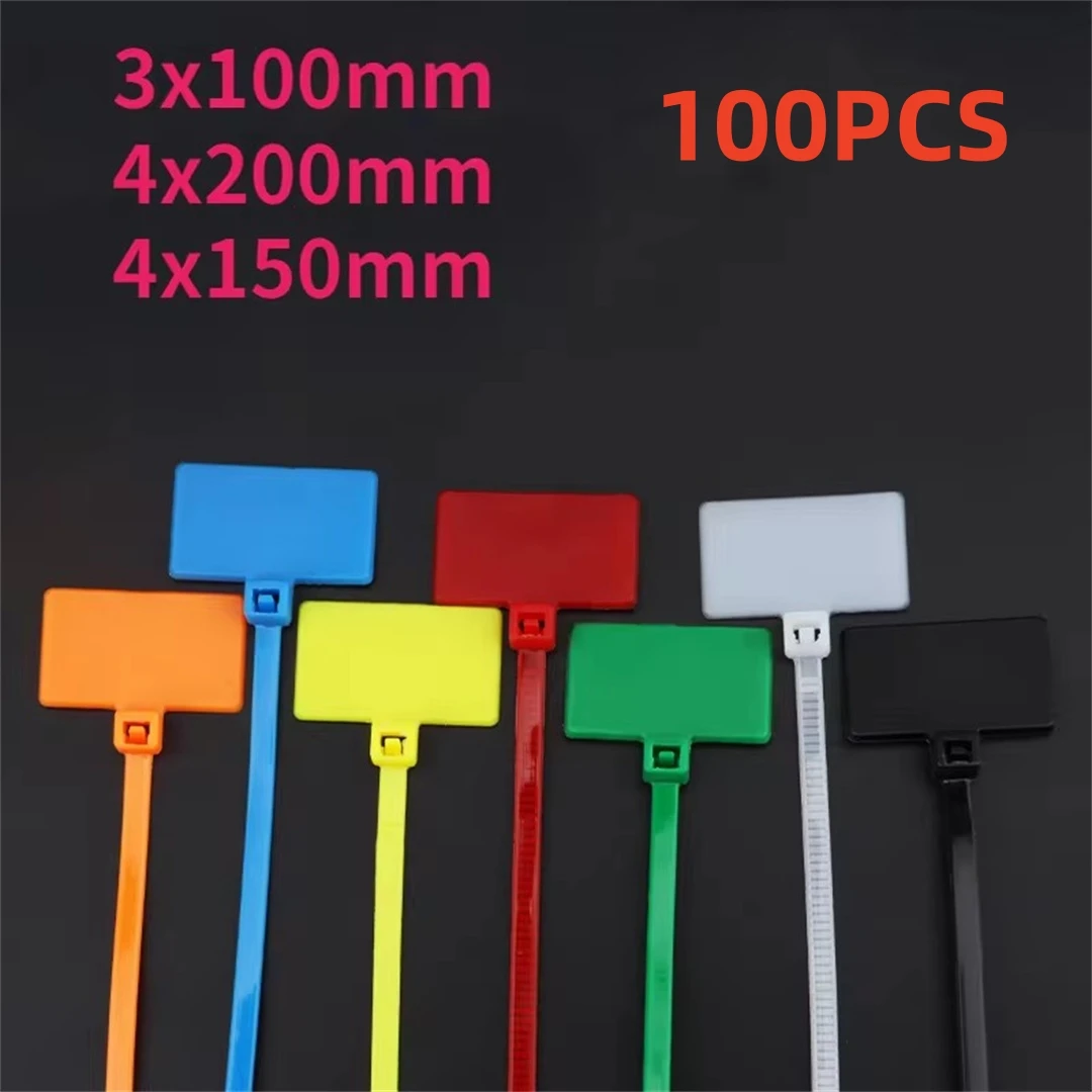 

100PCS Nylon Cable Tie Plastic Loop Ties Markers Tag Cable Self-locking Zip Ties Office Plastic Loop Wire Wraps Fixing Straps