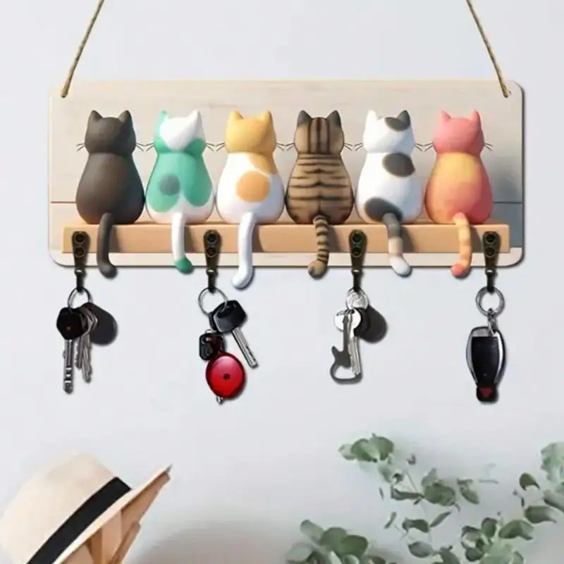 

Key Holder Wall Mounted Key Hook Easy to Install with 4 Hooks Key Organizer Coat Rack Storage for Rooms Door Enterway