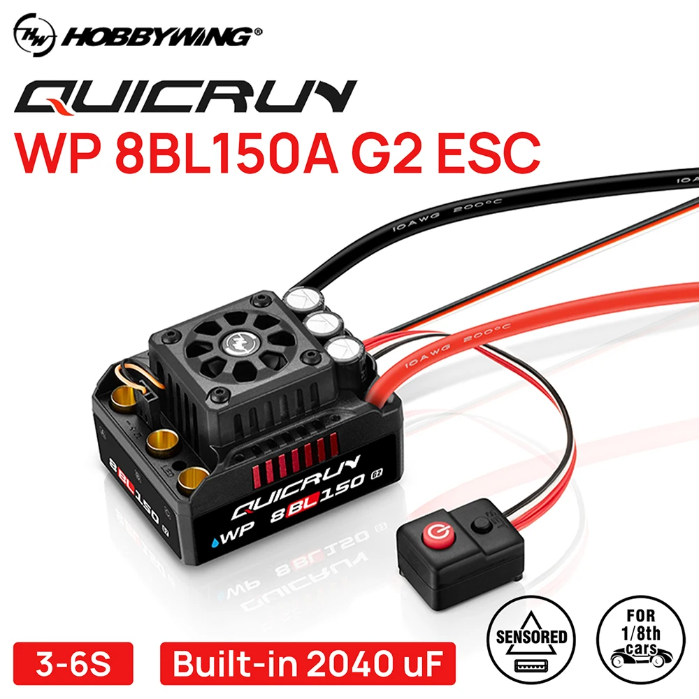 Hobbywing Quicrun 8BL150 G2 ESC 3-6S 150A lP67 2040uF Capacitor For 1/8 Truck Monster Truck