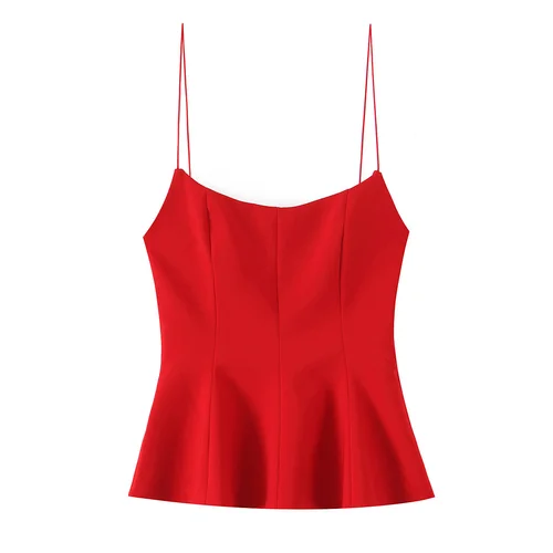 Imagen 2 del producto NOVEDAD DE VERANO 2025, Top con tirantes y dobladillo de Falda corta elástica de Color sólido Sexy y elegante para mujer