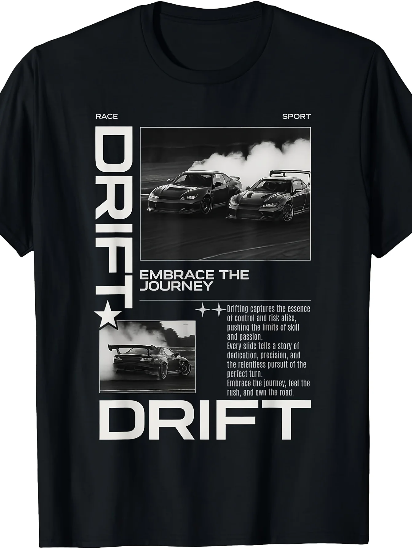 Men's Vintage Japanese JDM Tokyo Drift Race Car T-Shirt JDM Logo Drift Car Graphics Casual Round Neck Tee for Car Enthusiasts