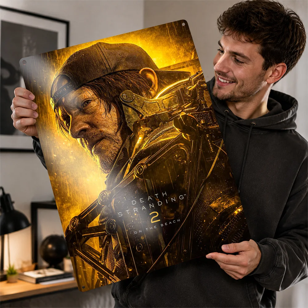 Death Stranding 2 On The Beach Textured Poster Customized Metal Tin Sign Bold Player Collection Wall Art Made For Console Fans