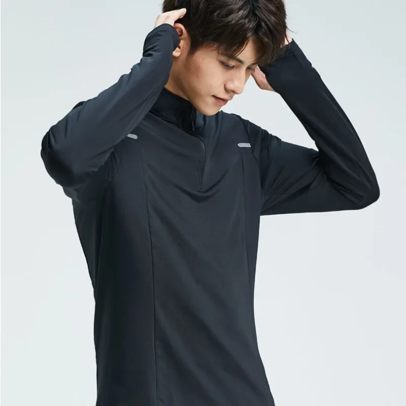 Men Stand Collar Half Zip T-shirt Gym Running Training Long Sleeve Golf Activewear Outdoor Running Workout Tracksuit