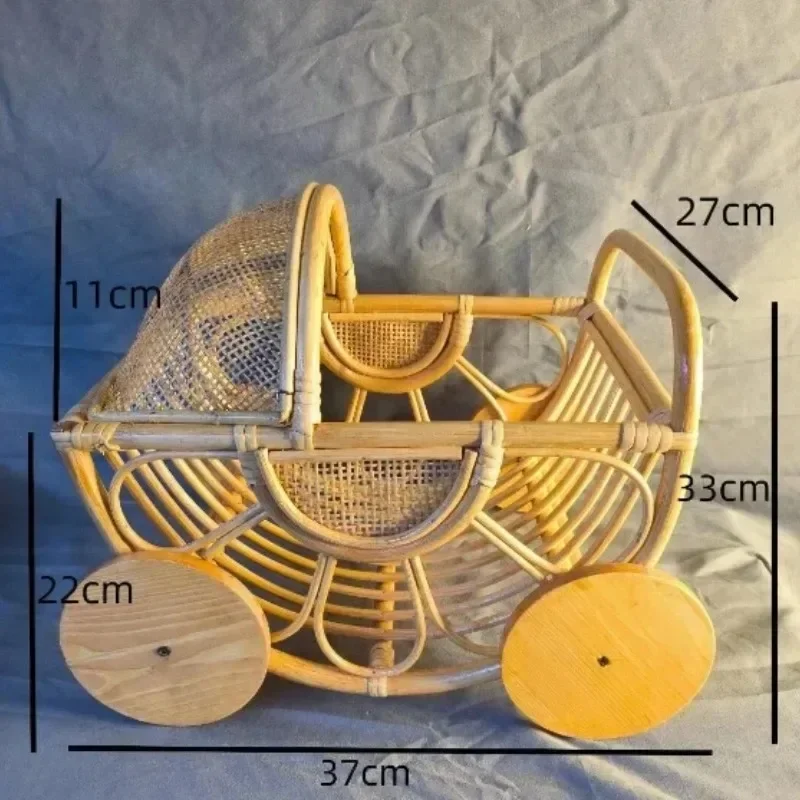 

Retro Rattan Round Basket Chair & Container - Baby Newborn Bebe Props Background Shooting Accessories for Boy & Girl Photography