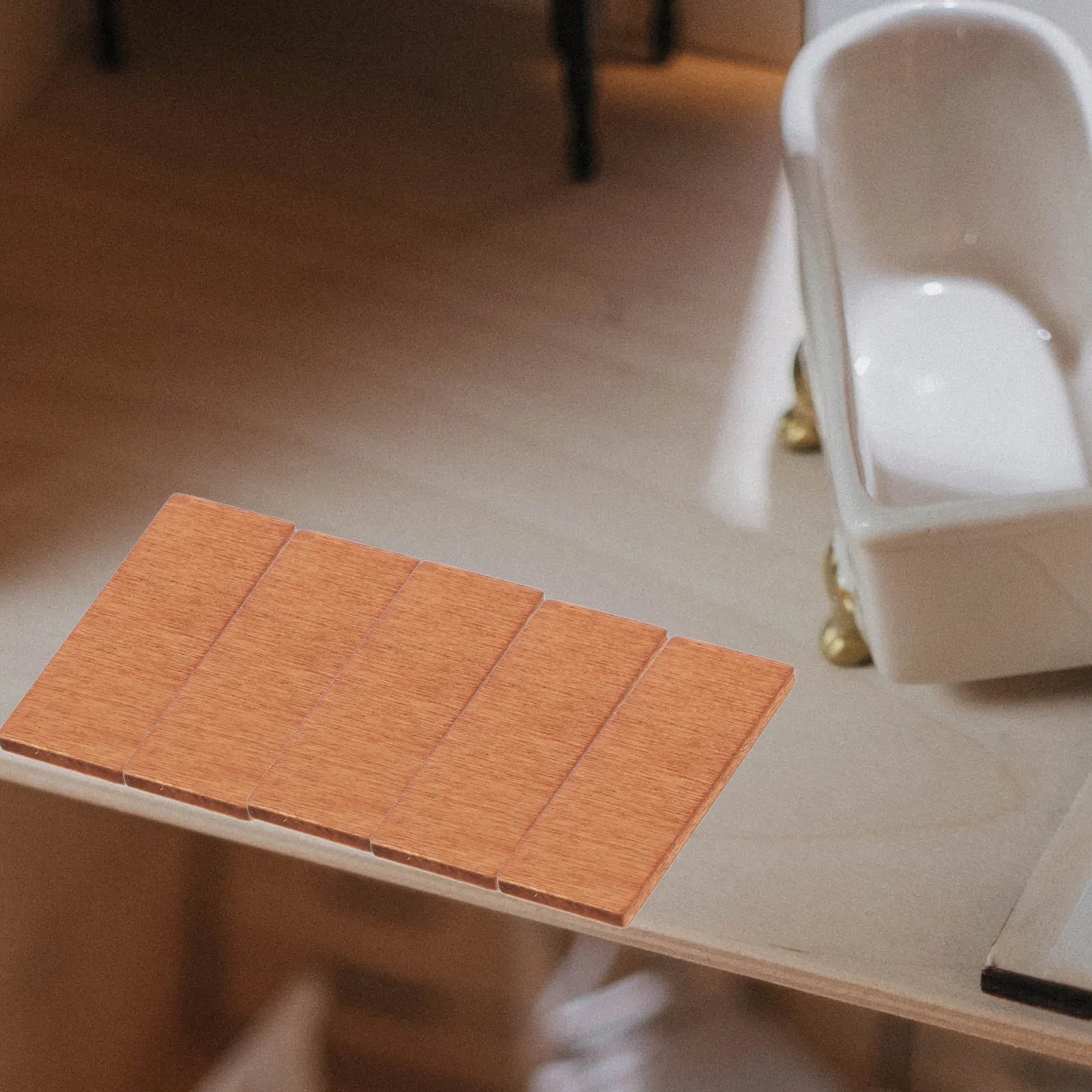 

200Pcs Miniature Wooden Flooring Set Realistic Peel Stick 1:12 Scale Dollhouse Floor Boards Mini Floor Sheet Accessories