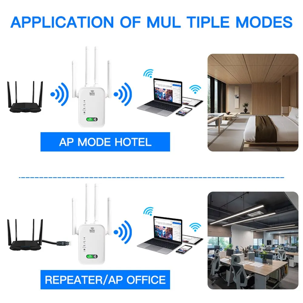 300M WIFi Repeater Wi-Fi Amplifier 802.11N 2.4GHz Wireless Signal Booster Smart Power Extender For Office Home Easy Setting