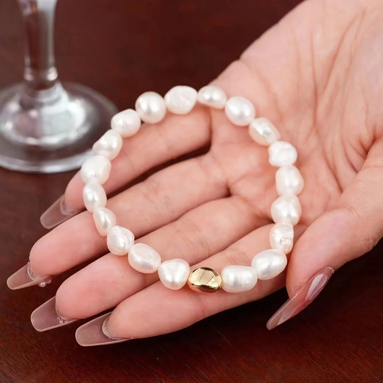 

Dainashi 8-9mm Baroque Freshwater Pearl Bracelet 925 Sterling Silver Women's Hand Bracelet Jewelry Gift 2025 New Arrivals