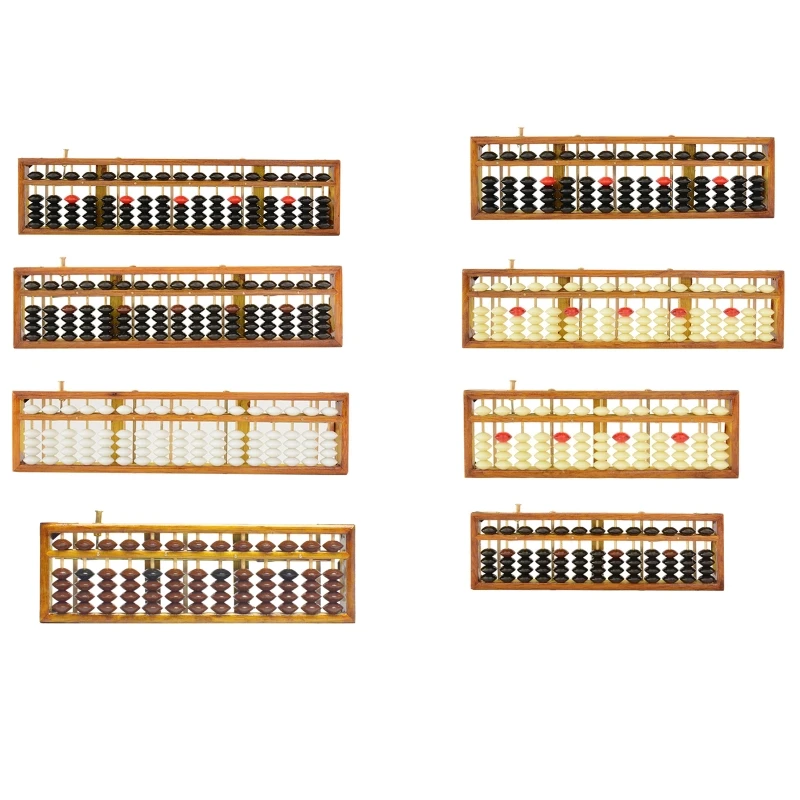 Portable Wooden Abacus Chinese Abacus Calculator 13 Column 15 Column 17 Column Toddler Counting Toys for Kid Students