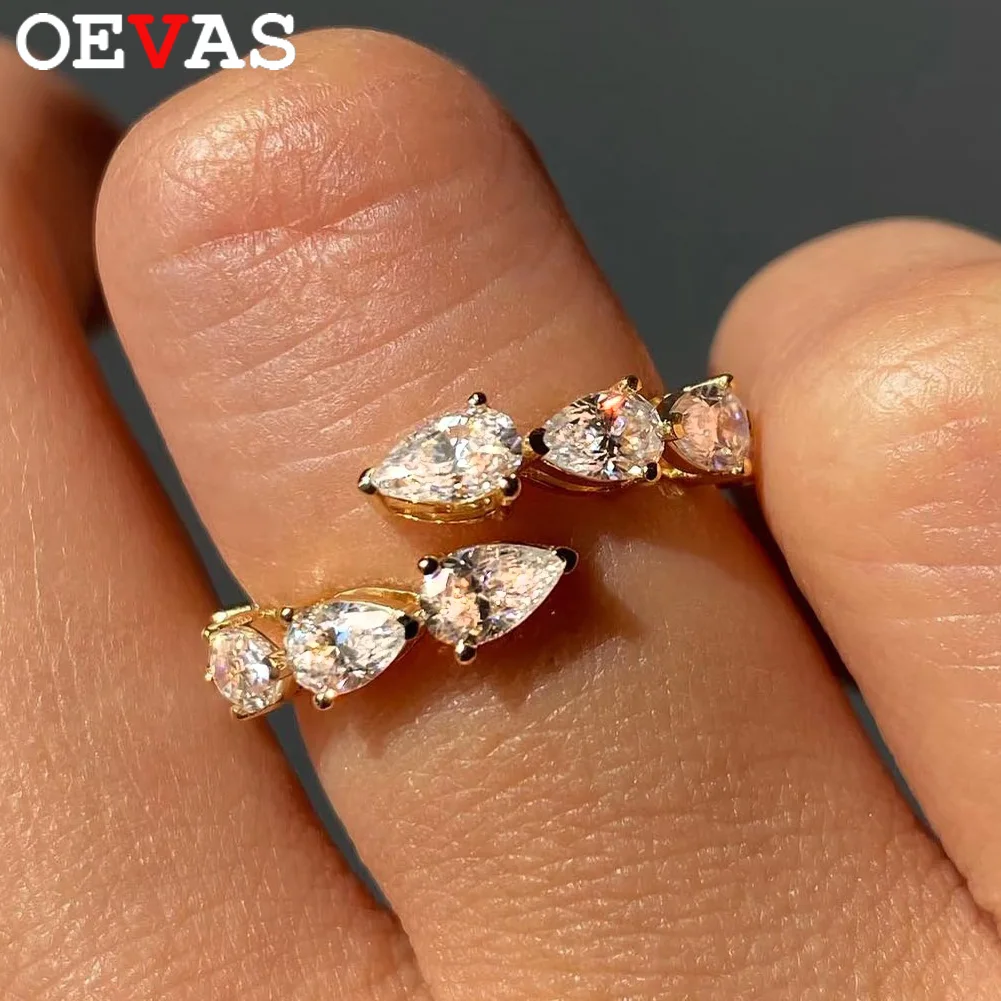 

Кольца OEVAS с муассанитом огранки «груша» 3*4 мм для женщин, 100% серебро S925 с покрытием из 18-каратного золота, лабораторный бриллиант, обручальное кольцо «капля», подарки