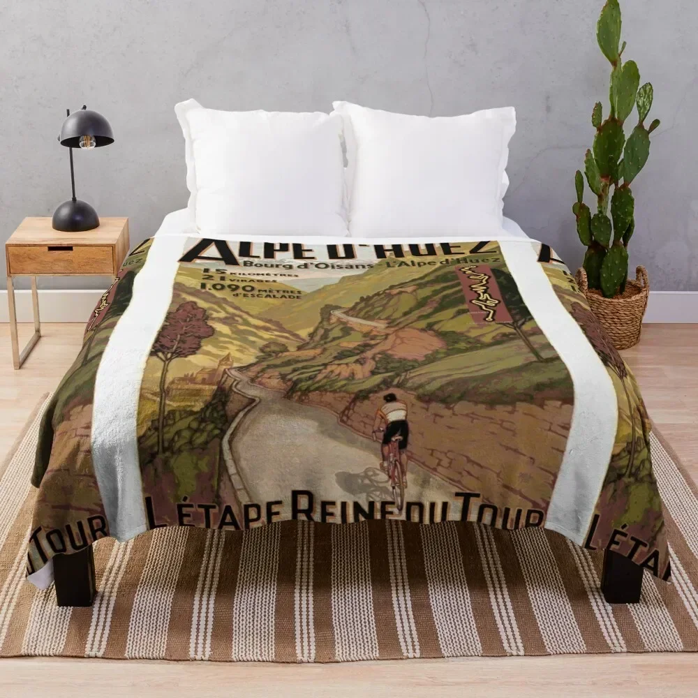 

Vintage French Swiss Alps sport bicycle poster Throw Blanket