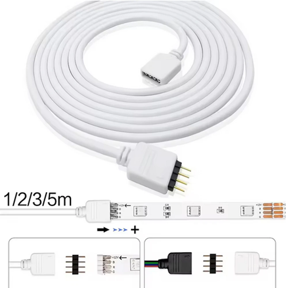 4Pin LED Connector Extension Cable Cord Wire RGB 5050 3528 LED Strip Lighting Connector wire for 5050 3528 RGB LED Strip Light