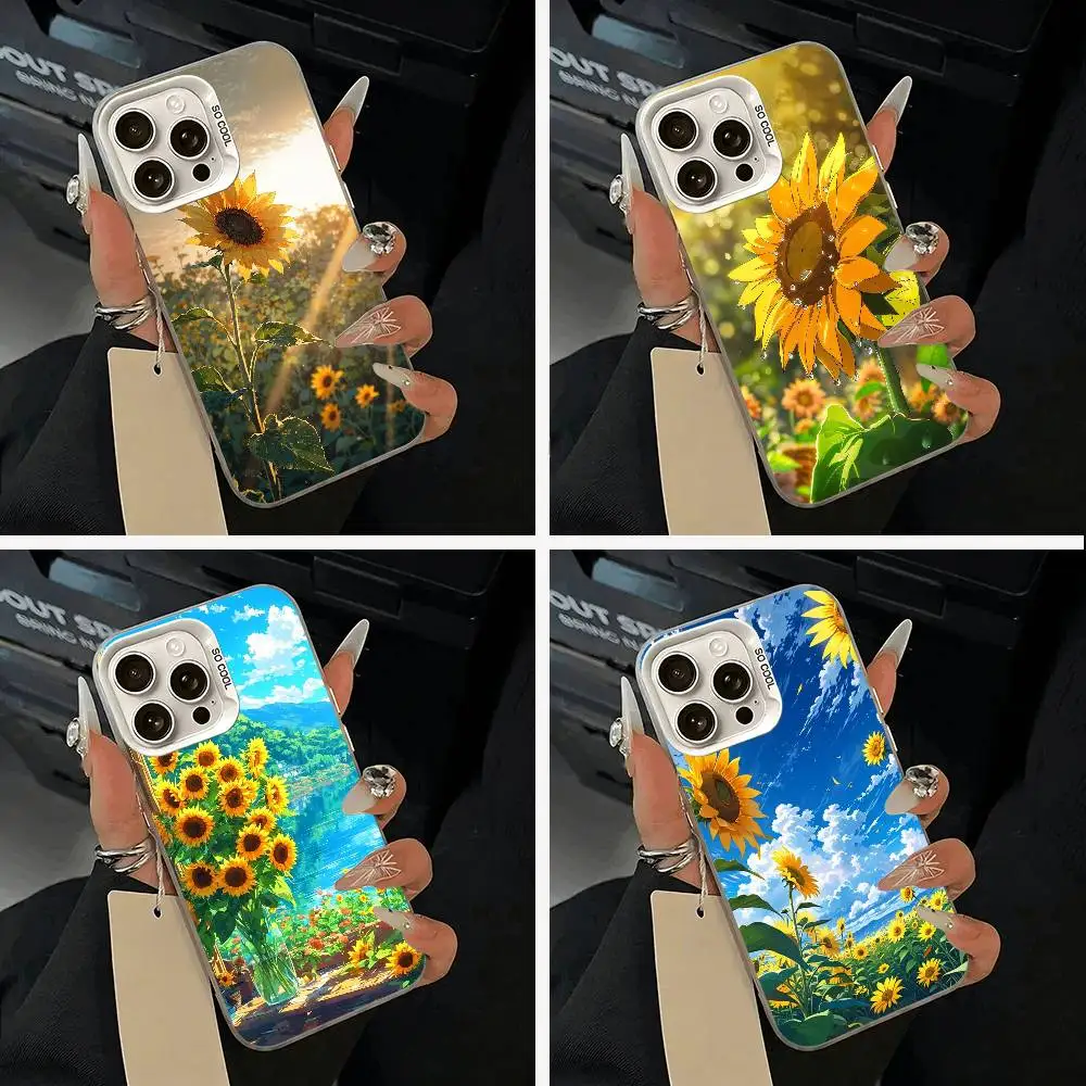 

Sunflowers Printed Matte Phone Case For IPhone 17 Air 16 15 14 13 12 11 Pro Max White Sliver Hard Cover
