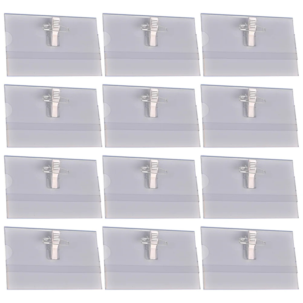 50 Pcs Portable Transparent Badge Staff Labels Tag Pvc Id Clips for Badges Name