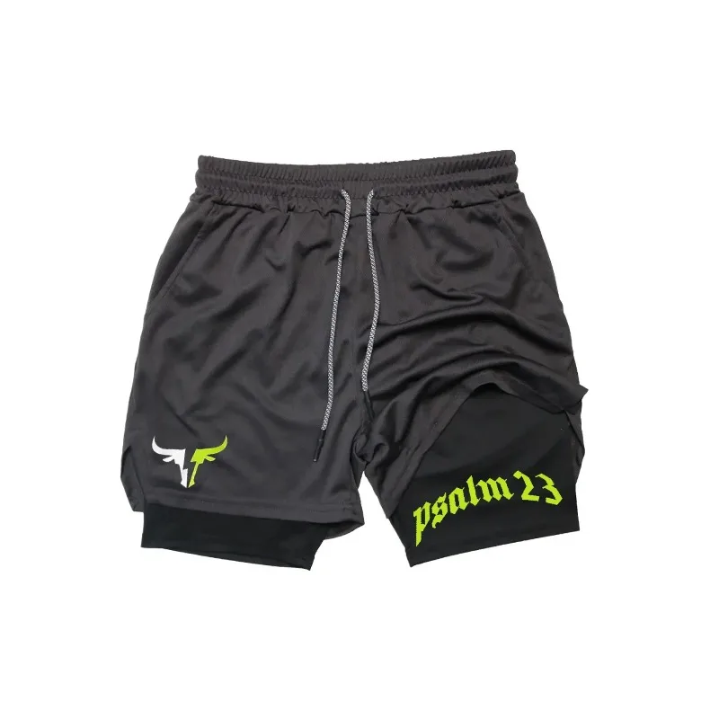 

Двухслойные шорты для фитнеса, дышащие, быстросохнущие, из эластичной ткани, облегающие спортивные шорты с мужскими карманами для бега, на шнурке на талии