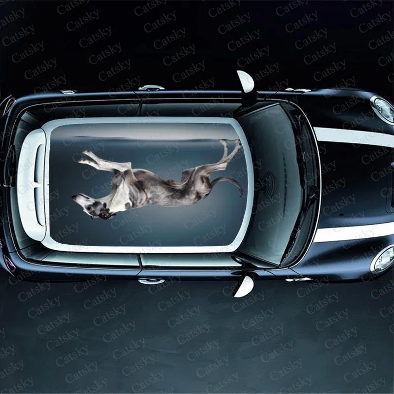 Greyhound Dog Animal Car Roof Sticker Wrap Racing SUV Accessories Packaging Painted PVC Custom Car Graphic Decal