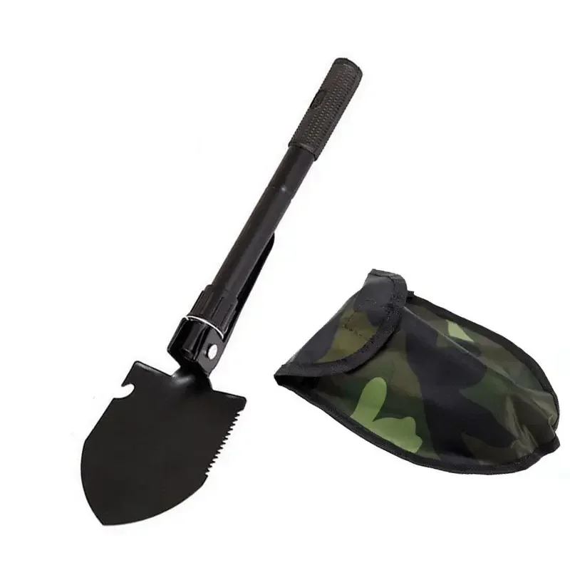 1PC Stainless Steel Engineer Shovel Military Folding Shovel Outdoor Multifunctional Camping Fishing Shovel Pickaxe for Vehicle