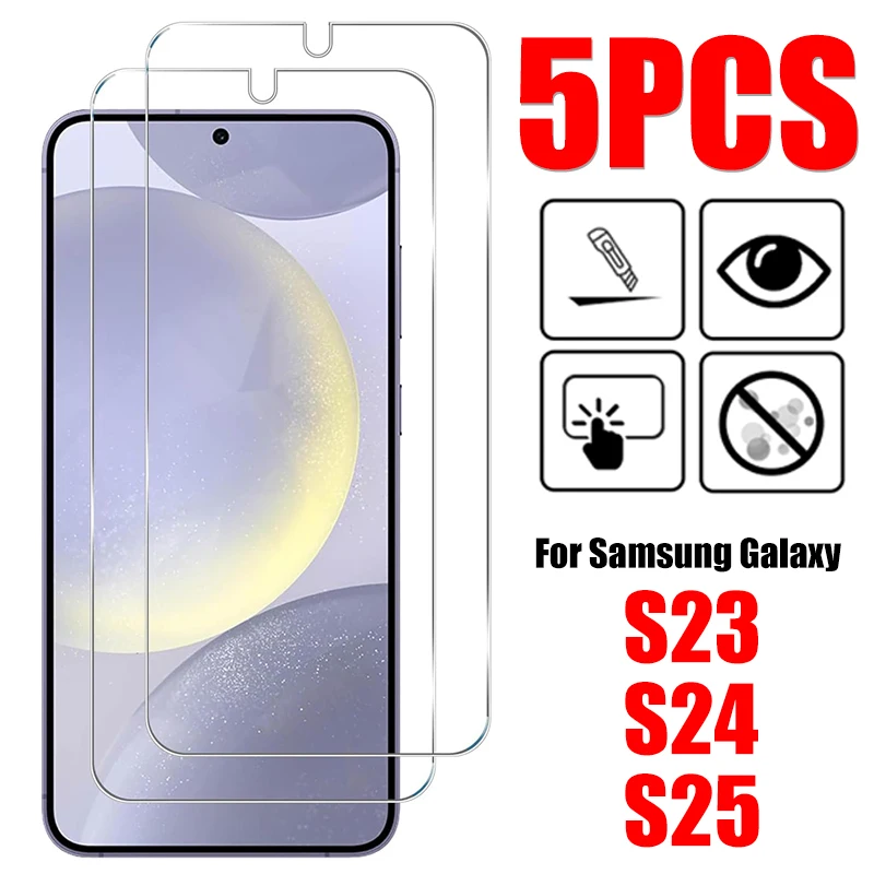 5-1PCS Screen Protector for Samsung Galaxy S25 24 23plus Ultra Tempered Glass Fingerprint Scanning Anti-scratch Protective Films