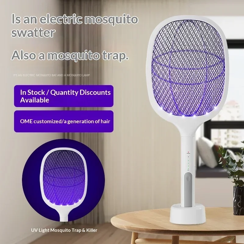 2 in 1 Electric Mosquito Swatter, USB Rechargeable Upgraded 3000V Mosquito Swatter with TYPE-C Charging, Mosquito Killer Lamp