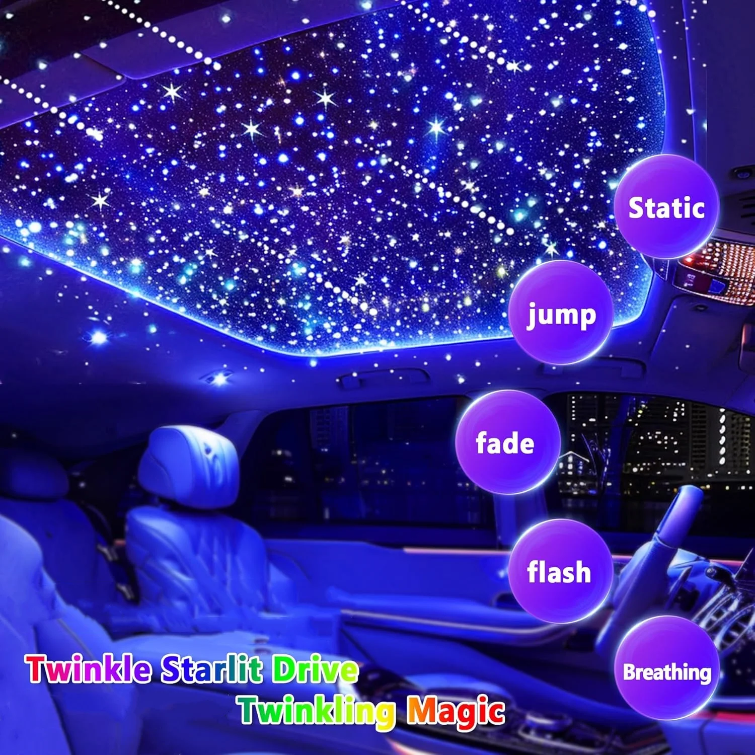 26W Dual ports RGBW Starlight Headliner Fiber optic Light engine Twinkle&Meteor Star Effect App remote control Music Sync PMMA