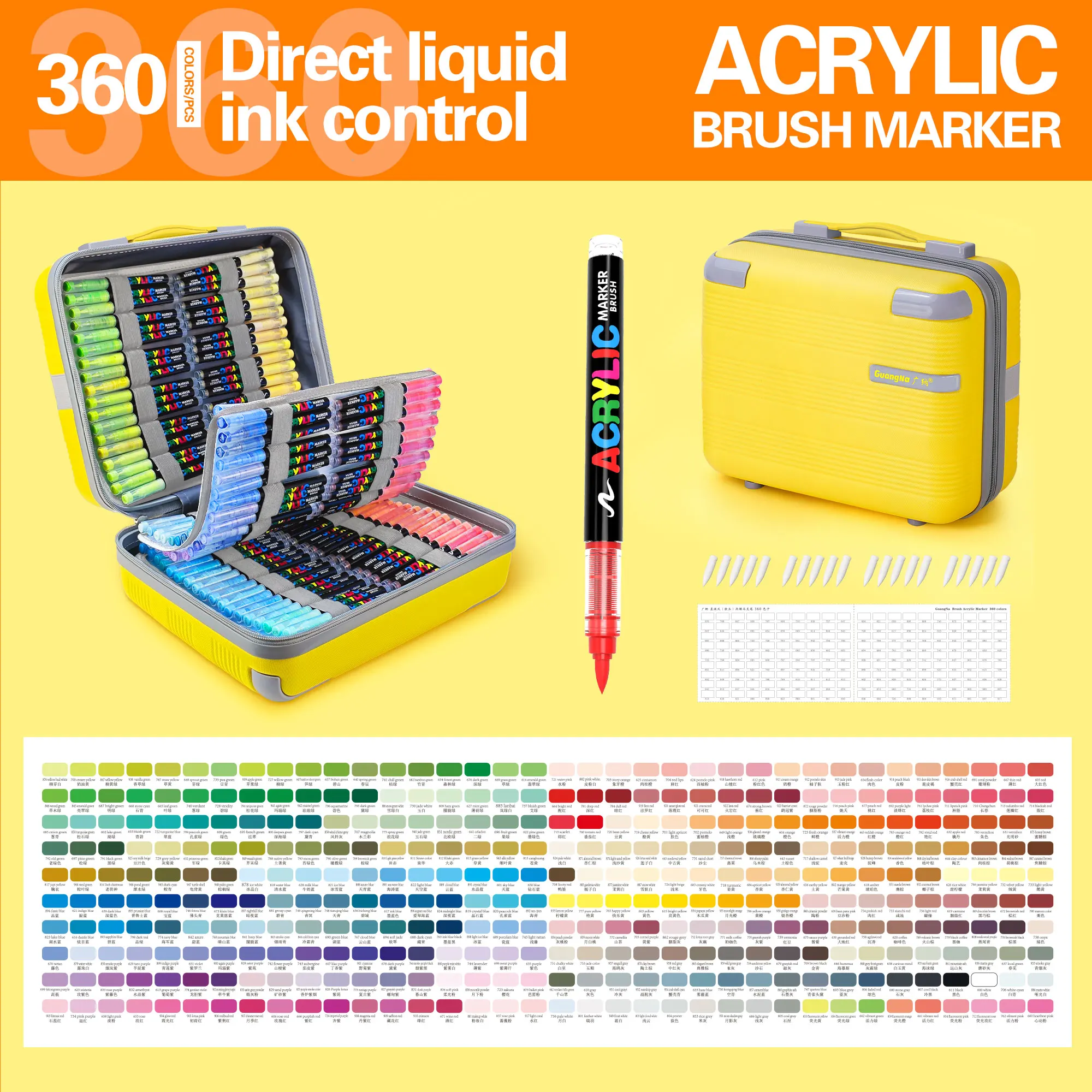 GN 360 Colors Acrylic Marker Brush Pens Paint Art Markers for Rock