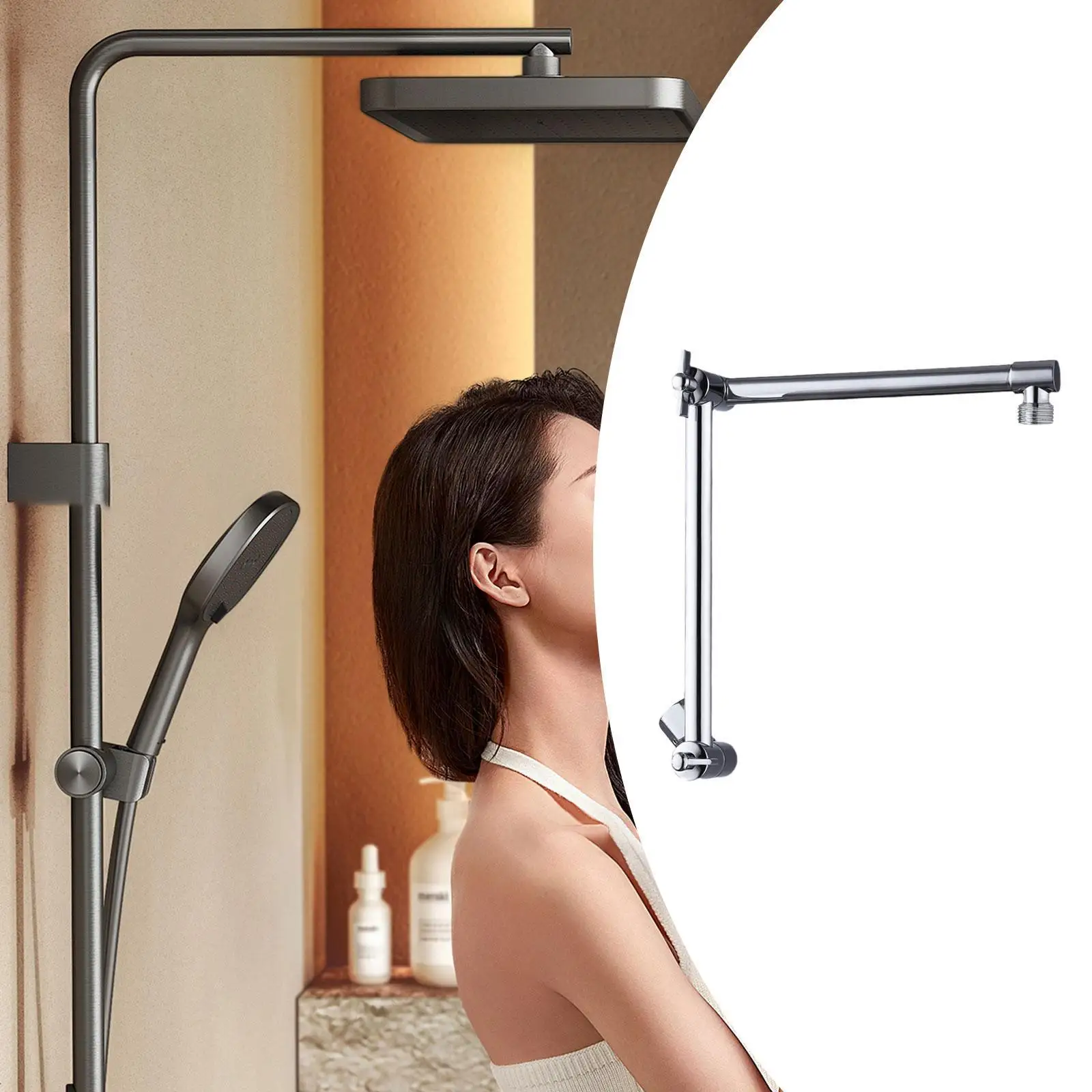 Anti Leak Adjustable Shower Arm Extender with G1/2 Universal Mount for Big Panel Rain Head in Bathroom