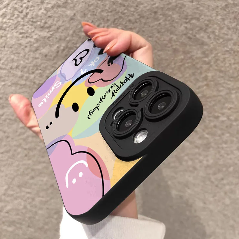 Phone Case For Samsung Galaxy S26 S25 S24 S23 Ultra S22 Plus S21 FE A56 A55 A53 A54 A36 A16 A35 A34 Cute Smile Love Design Cover