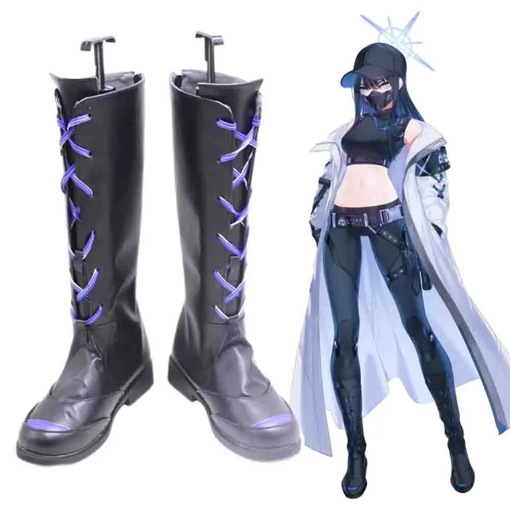 

Game Blue Archive Project MX Jomae Saori Cosplay Shoes Black Flat Boots Props Halloween Christmas Jomae Saori Role Play Prop