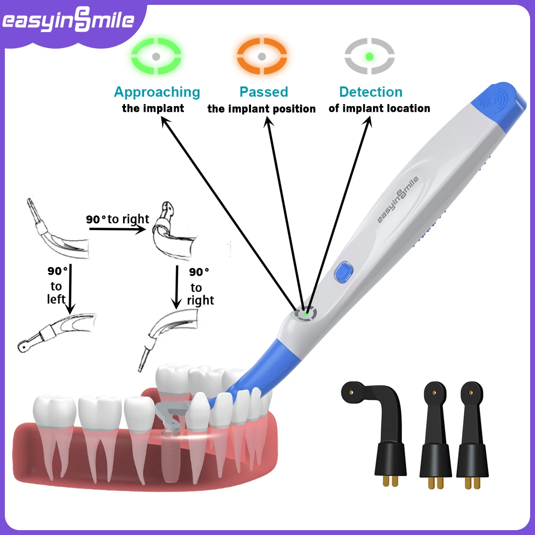 Dental Implant Locator Detector with 3 Modes Cross-Scanning Spot Screw can 360° Rotatable Portable sensor Localization