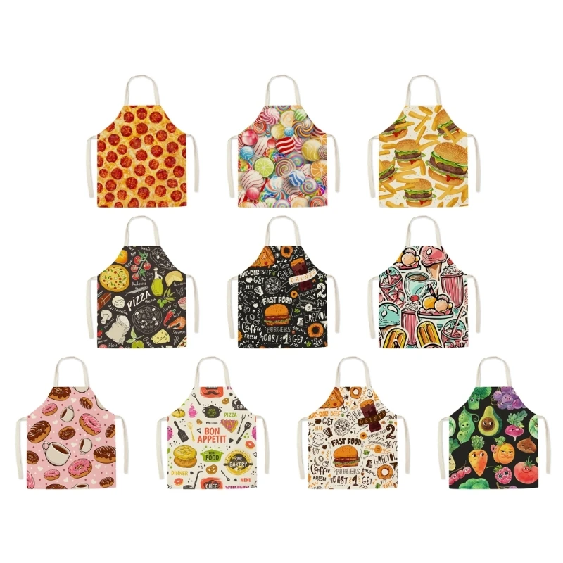 C63B Cartoon Pattern Kitchen Apron Waterproof Multifunction No Sleeve Apron