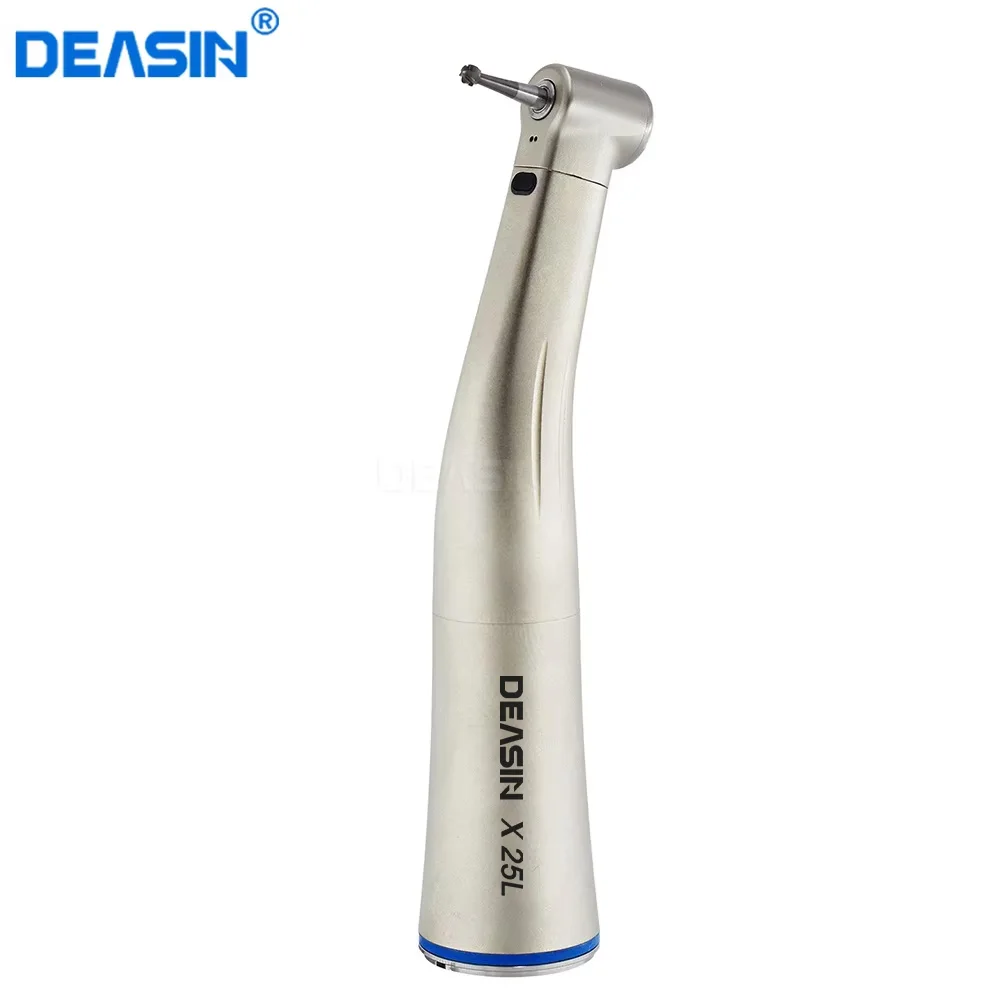 Dental Low Speed Handpiece Contra Angle Blue Ring X25 X25L 1:1 Internal Water Spray Fiber Optical Handle