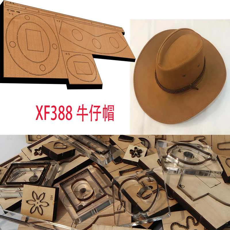 

New Japan Steel Blade Wooden Die Cowboy hat Leather Craft Punch Hand Tool Cut Knife Mould XF388