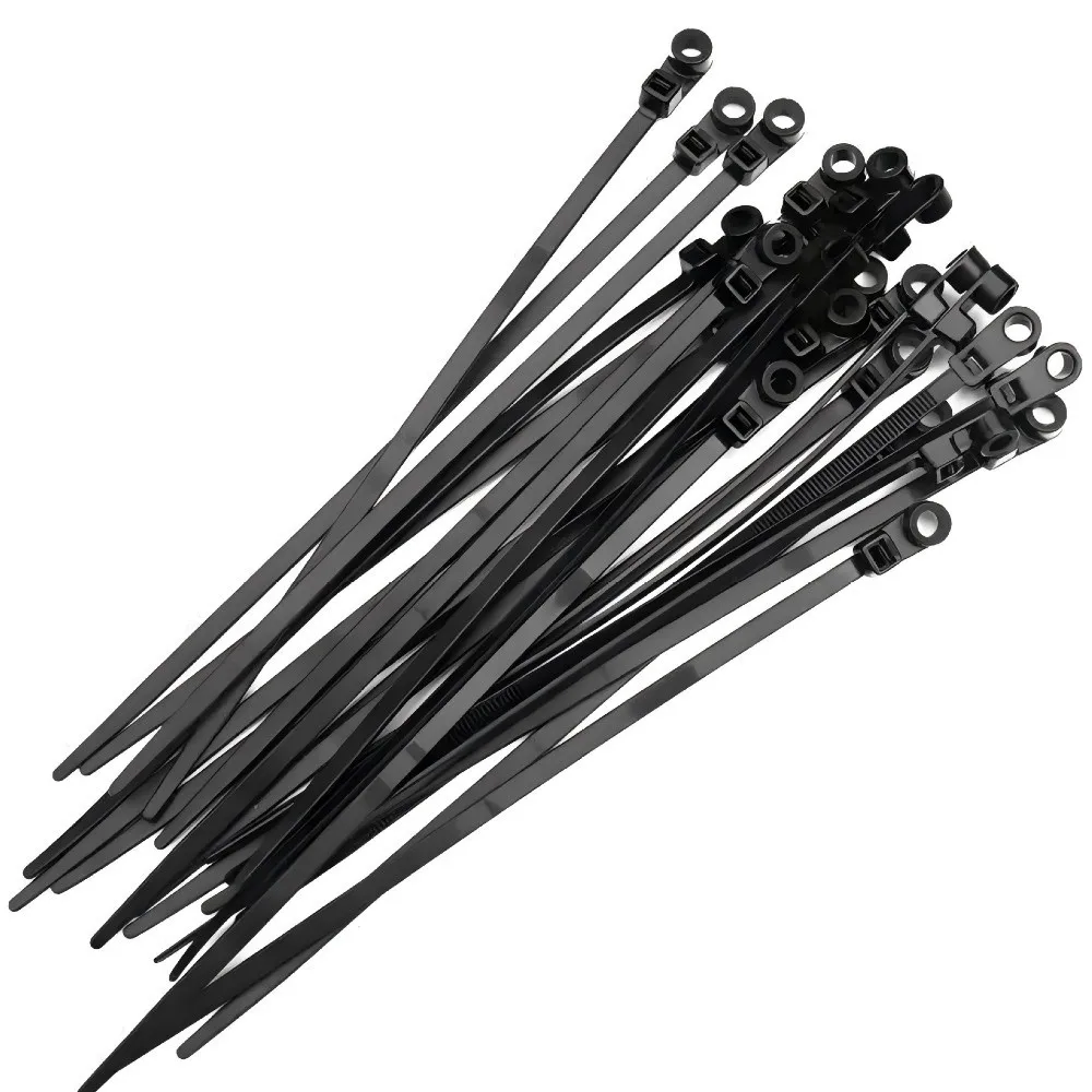 100Pcs Nylon Cable Tie Gear Screw Fix Hole Self Lock Buckle Self Lock Strap Hard Plastic Shell Multi Wire Wrap