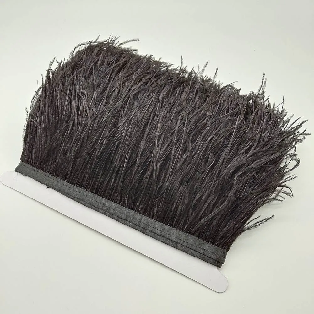 1 Meter Ribbon Tassel Natural Ostrich Feathers 8-10cm Wide Fluffy Texture Feather Plumes Ribbon Selvage Apparel Fabric
