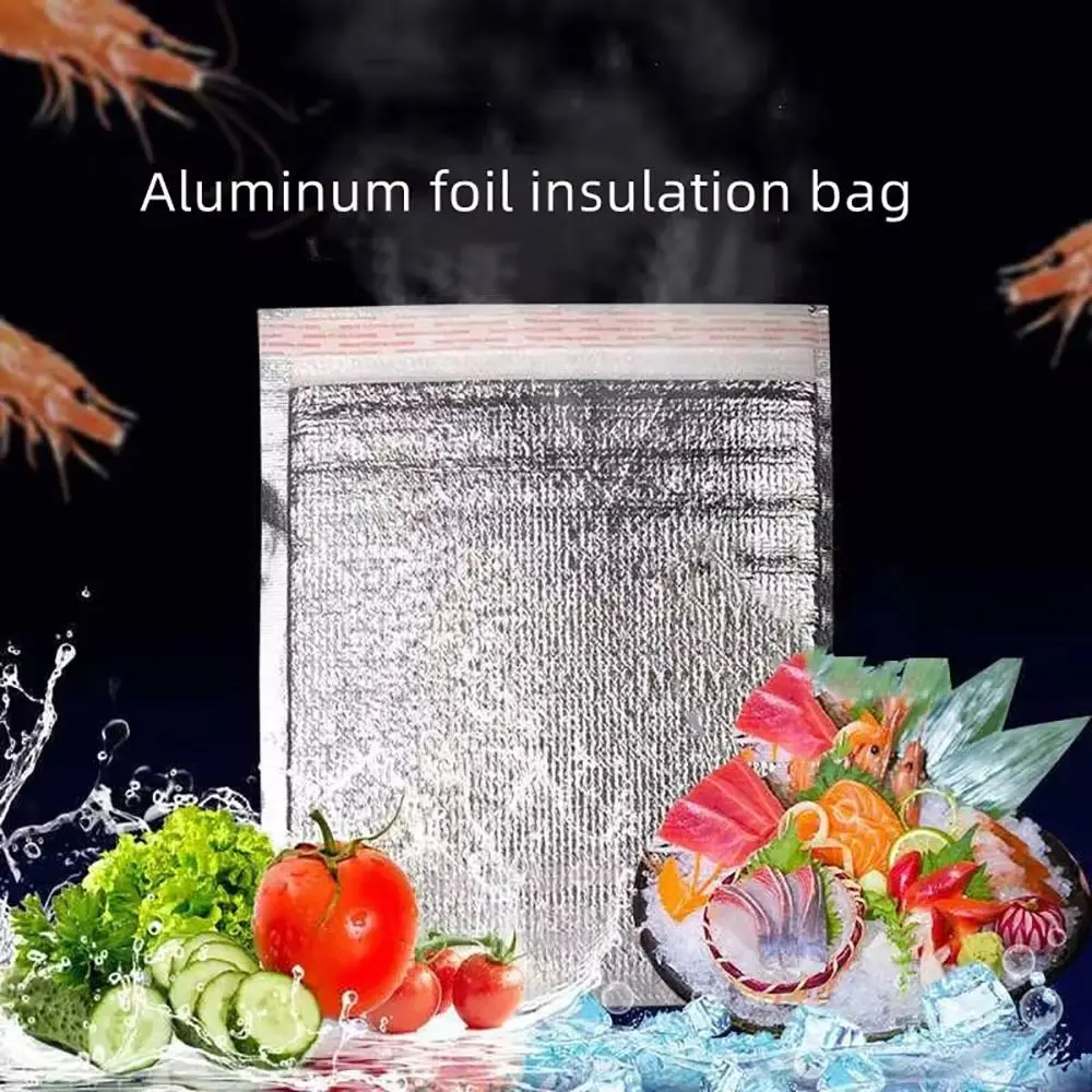 50Pcs/Pack Ice Cold Warm Aluminum Foil Bag Food Thermal Drink Storage Insulation Bag with Closure Delivery Carrier Cooler Bag