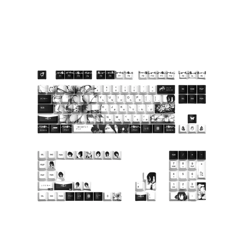 135 keycaps Chainsaw Man Anime themed 74 Keycaps Pbt Oem Thermal Sublimation Mad68/Wooting Mechanical Keyboards 129 keycap
