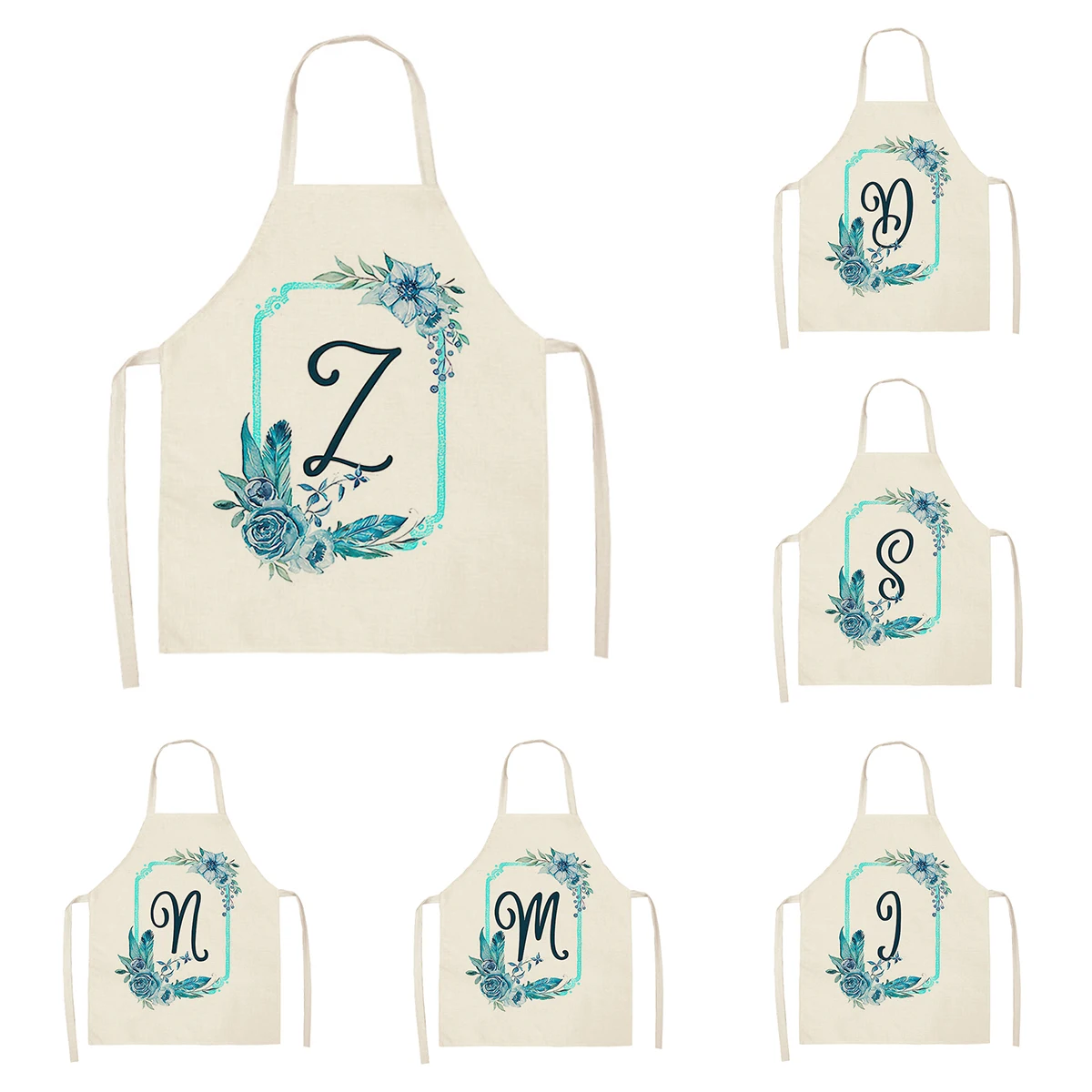 Home wreath Letter Pattern Apron Women Men child Linen Stain Resistant Apron Cooking Household Cleaning Tool Kitchen Utensils