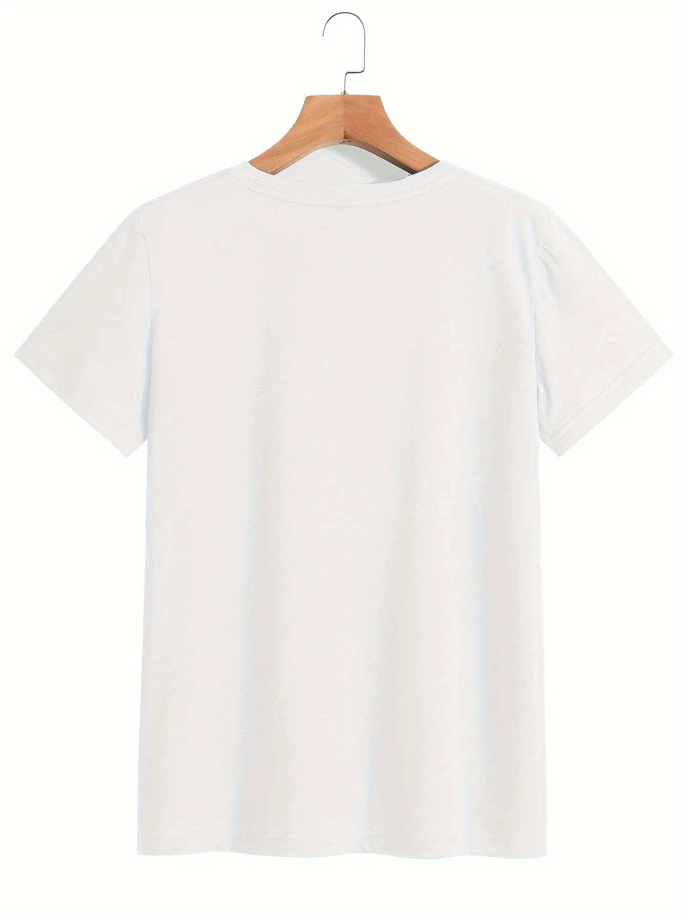 Camiseta feminina elegante com estampa de letras – manga curta, gola redonda, leve e respirável – top casual perfeito para o verão