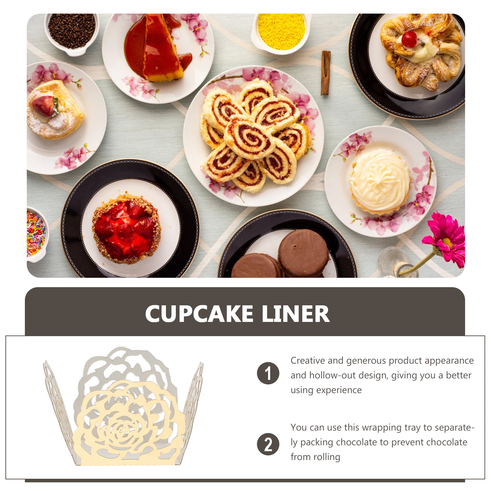 

50pcs Chocolate Tray Candy Cups Cupcake Liner Wrappers Party Supply Cake Box Dessert Paper Cups Lightweight Compact Bakery