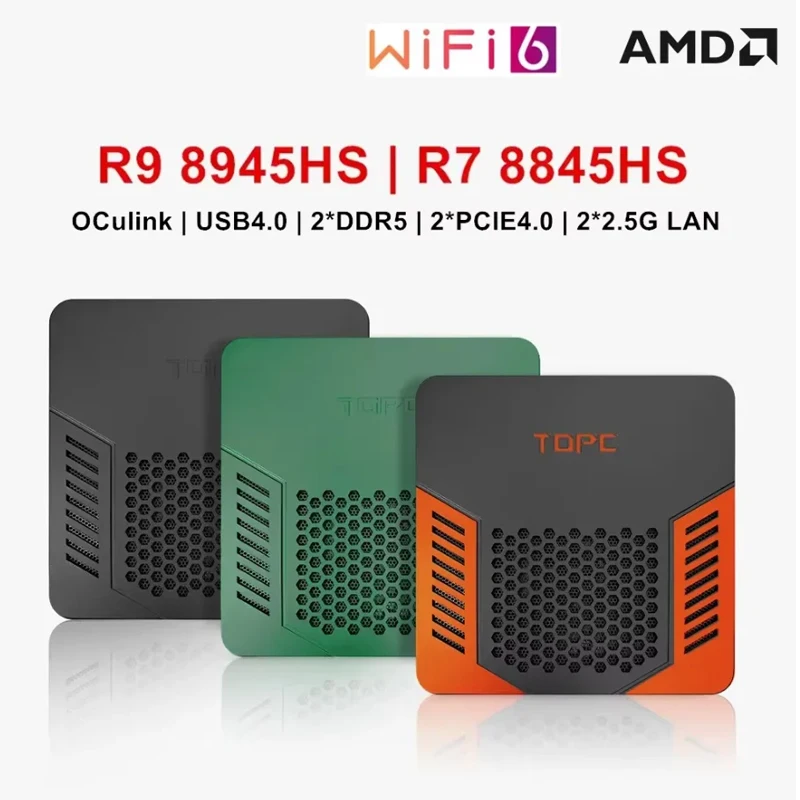 TOPTC Gaming Mini PC, Ryzen 7 8845HS/7840HS, Oculink, USB4.0, 2x2