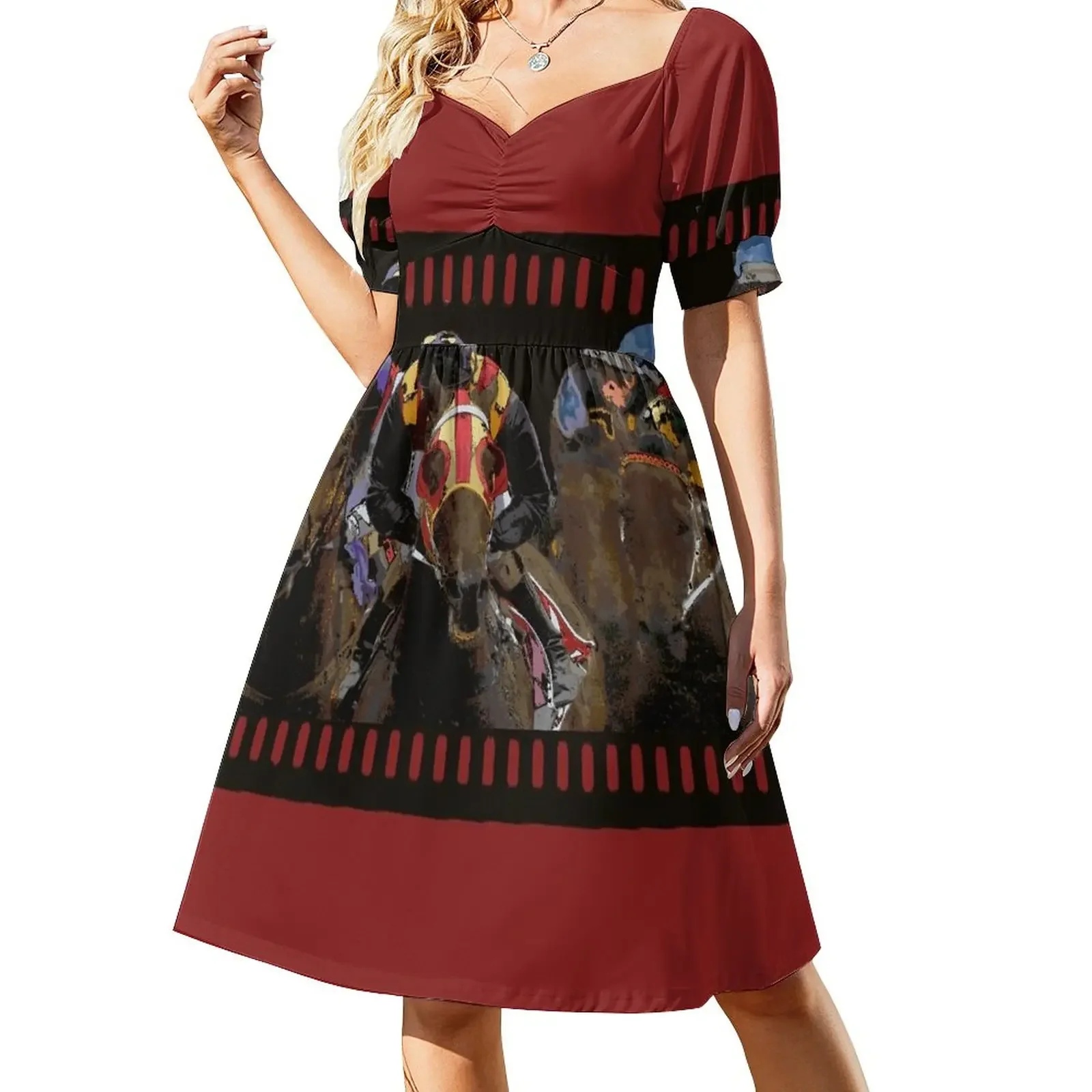 

Horse Racing on a Film Strip Sleeveless Dress loose women's dress women's summer clothing 2024 Women's summer long dress