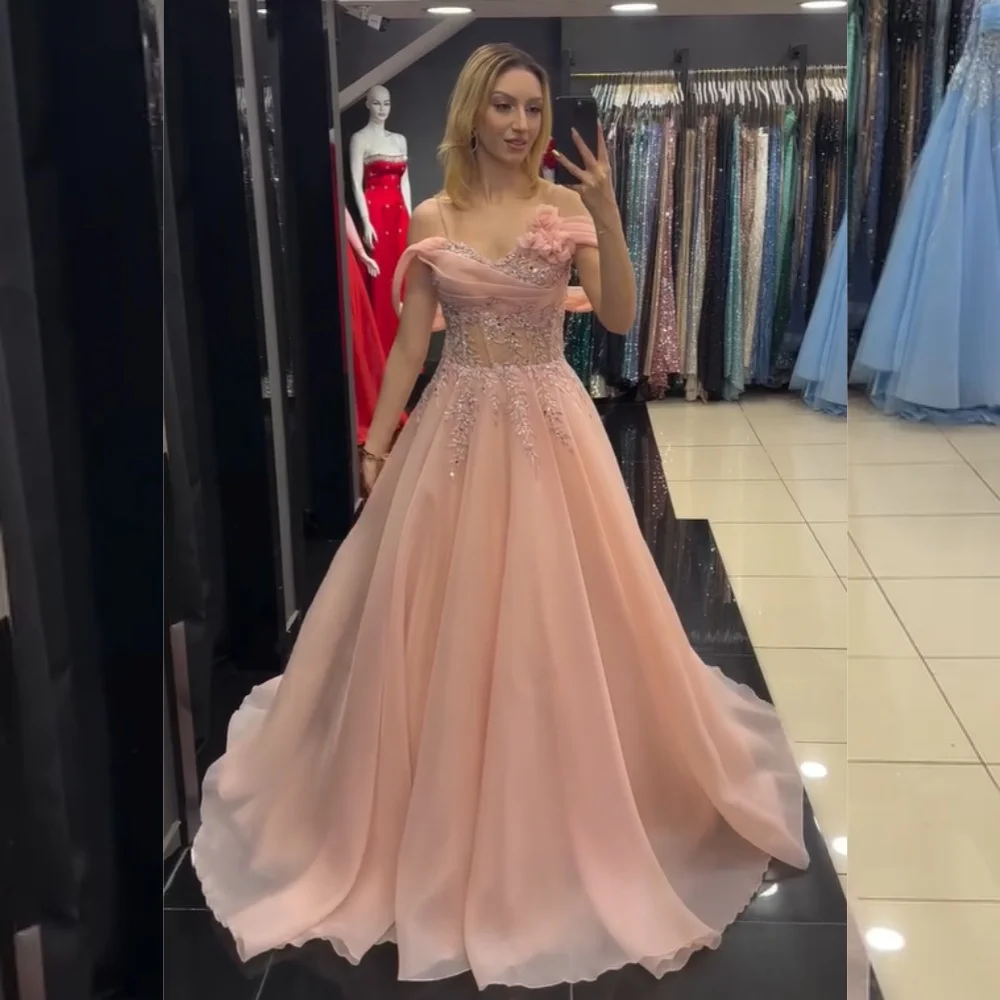 

Customized Matching Organza Pleat Sequined A-line Off-the-shoulder Long Dresses Bespoke Occasion Elegant