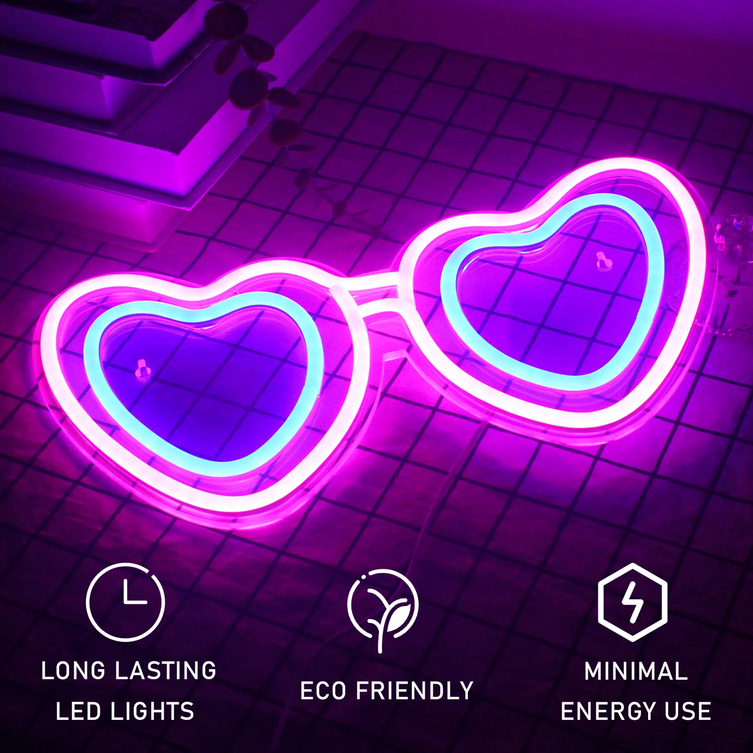 Neon Sign LED Cartoon Sunglasses Wall Hanging Neon Light Bar Club Drink Restaurant Shop Party Aesthetic Room Decor LED Light