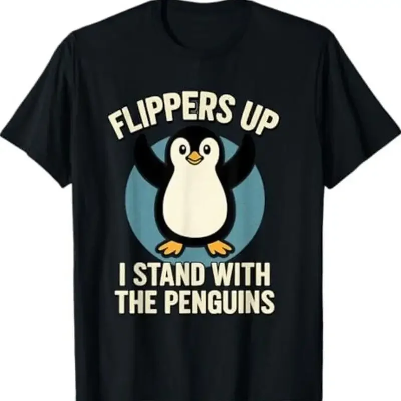 Funny Penguin Flippers Up I Stand With The Penguins T Shirt